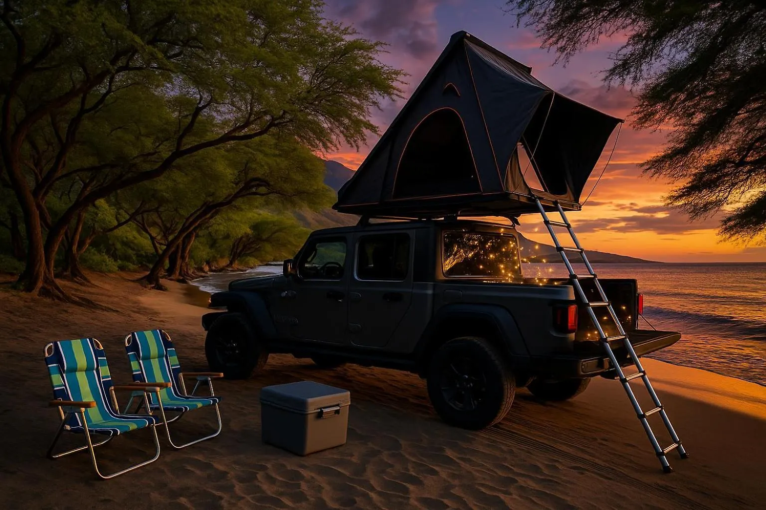 Embark On A Journey Through Maui With Aloha Glamp's Jeep And Rooftop Tent Allows To Discover Diverse Campgrounds, Unveiling The Island's Beauty From Unique Perspectives Each Day Luxe tent *